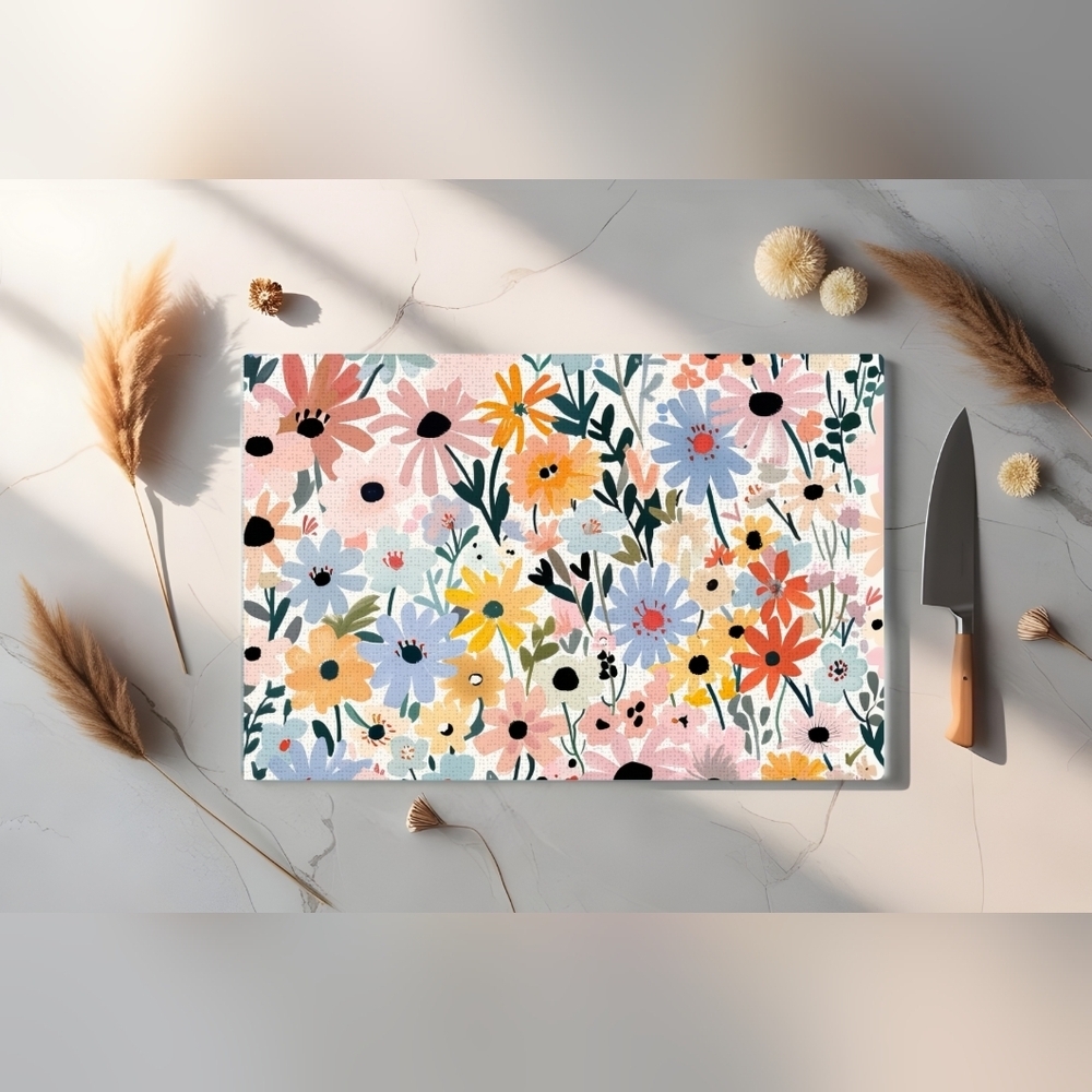 Colorful Floral Kitchen Cutting Board Size 11in. X 8in. - Picture 4 of 4